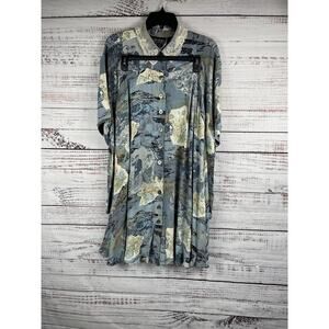 Vintage Karen Kane Skirt Set Women's Size 10 Blue Floral Lace Collar Pleated 90s